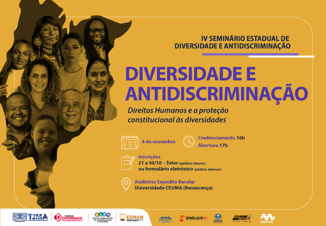 Um card em tons de amarelo mostra uma imagem de rostos de pessoas diversas dentro do mapa do maranhão no canto superior esquerdo. apresenta também texto nas cores roxo e preto com as informações