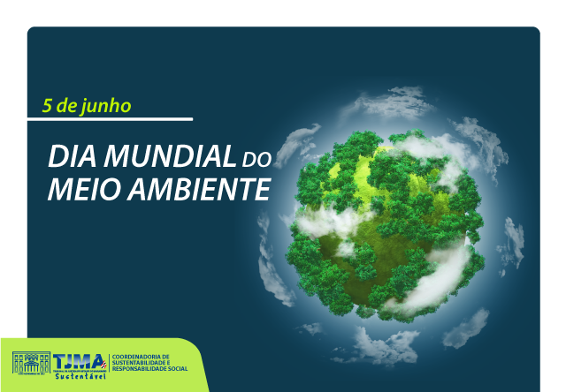 Essa imagem parece ser um pôster de conscientização para o Dia Mundial do Meio Ambiente. Ela apresenta uma representação gráfica da Terra, com uma metade como um globo típico e a outra metade transformada em folhagem verde exuberante, simbolizando uma árvore ou floresta. A mensagem ambiental é forte aqui. No topo, há o texto ¿5 de junho¿ seguido por ¿DIA MUNDIAL do MEIO AMBIENTE¿. Abaixo, no canto esquerdo, estão os logotipos e o texto indicando o apoio ou patrocínio da TIM, com menção à ¿SUSTENTABILIDADE | RESPONSABILIDADE SOCIAL