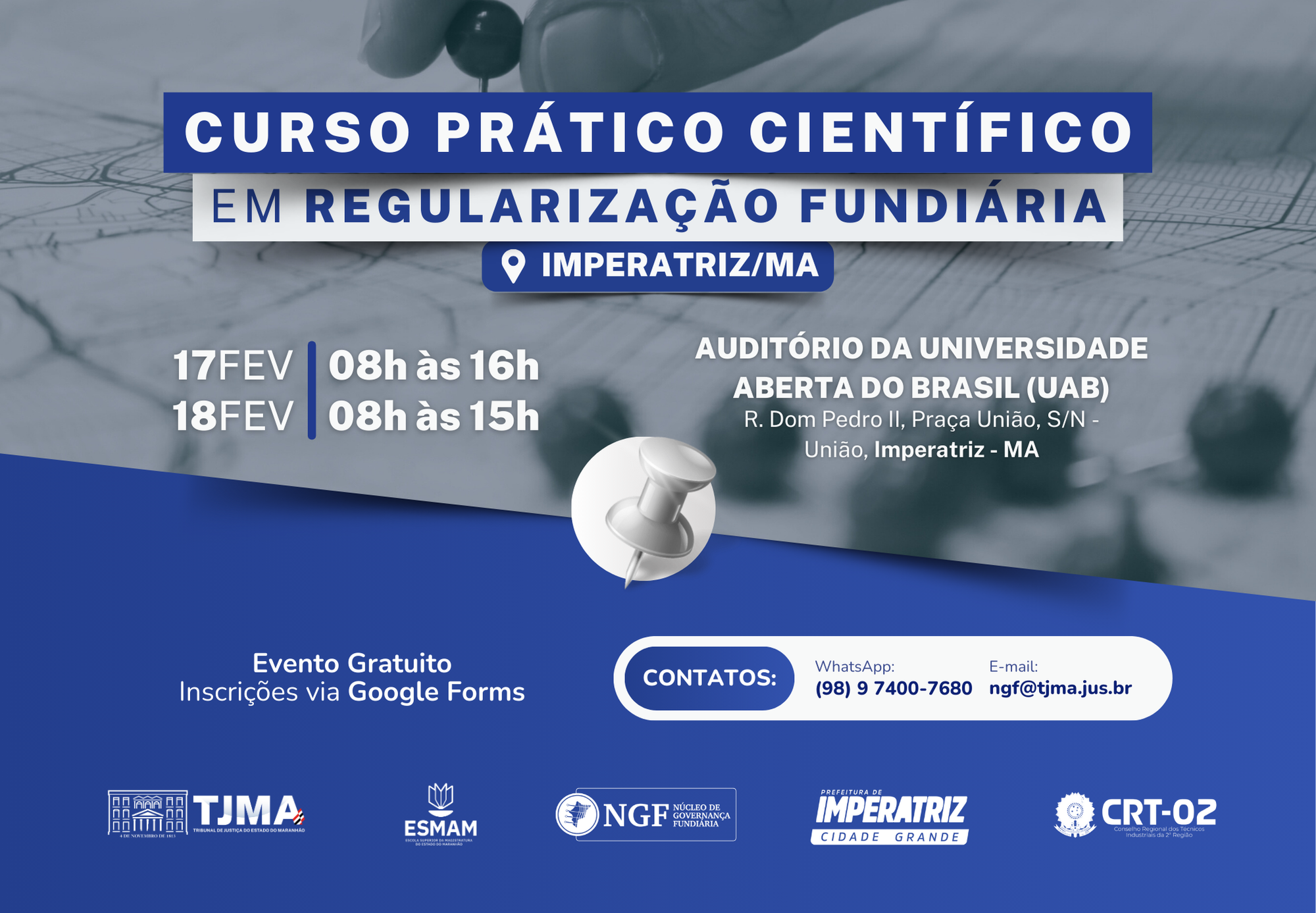 Card Curso Curso Prático Científico em Regularização Fundiária Urbana (Reurb), em Imperatriz.