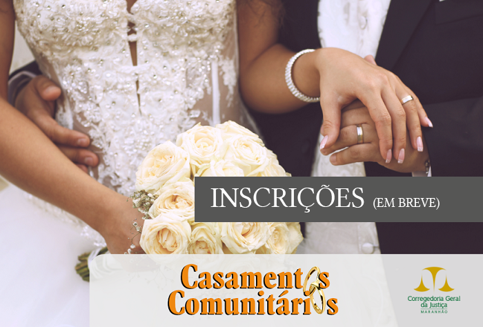 imagem na qual aparece as mãos de uma noiva e um noivo, durante uma celebração de casamento, e a expressao 'inscrições em breve'.