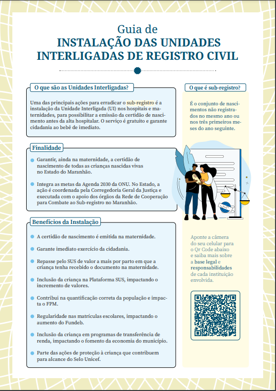 Página do Guia de Instalação de Interligada de Registro Civil, com textos e ilustrações sobre o assunto