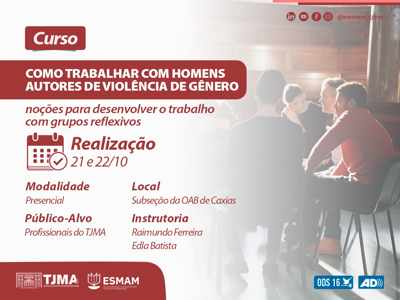 Grupos reflexivos com homens autores de violência doméstica - CAXIAS
