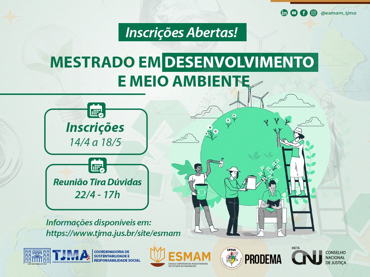 MESTRADO MEIO AMBIENTE - UFMA - INSCRIÇÕES