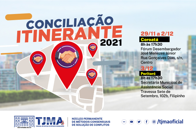 5ª edição do projeto Conciliação Itinerante inicia nesta segunda, 29 Conciliação Itinerante - Coroatá e Peritoró