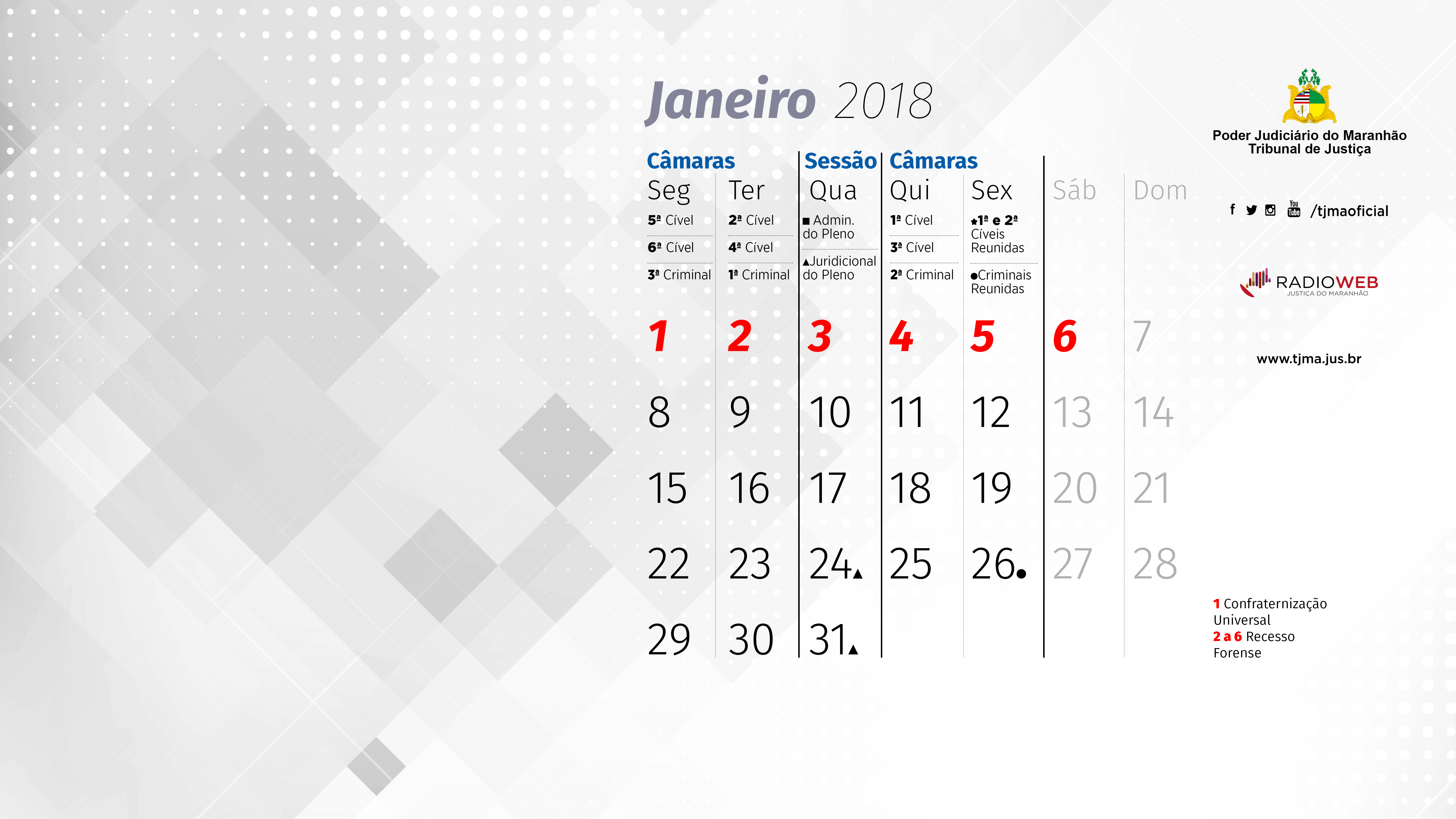Calendário Forense 2018
